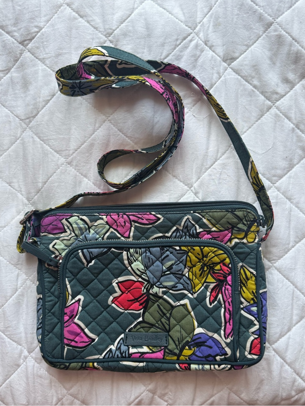 Vera Bradley Floral Quilted Crossbody - Teal Multi